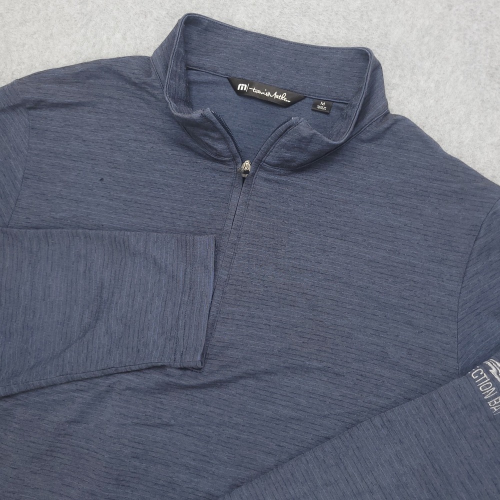 Travis Mathew 1/4 Zip Pullover Shirt Mens M Gray Blue Golf‎ Top Stretch